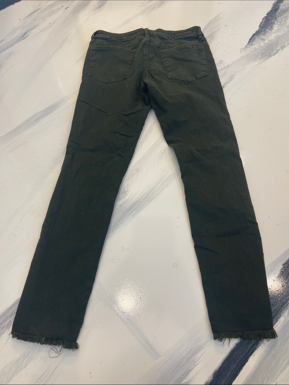 Articles Of Society Dark Green Skinny Jeans with Frayed Ankles - Picture 3 of 3